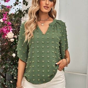 Chic Olive Textured Women's Top
